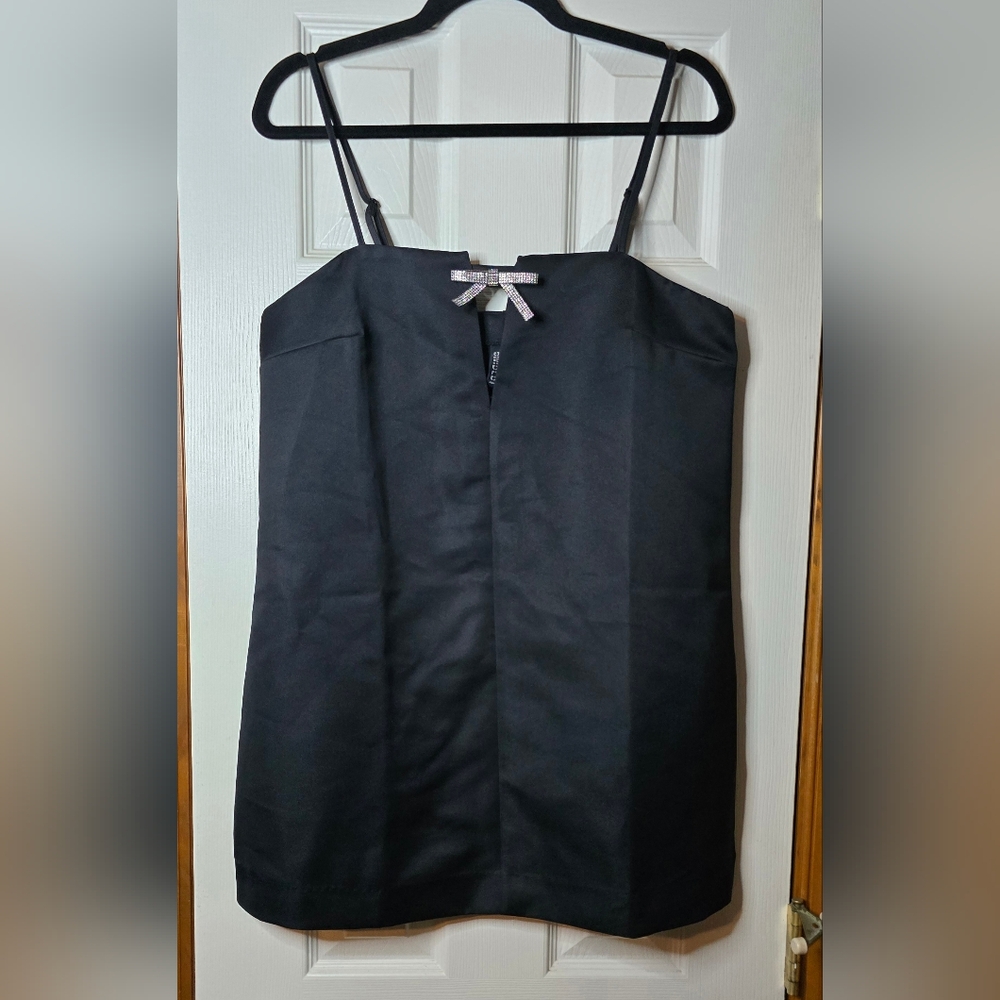 Women's Black H&M M Top Party Sparkle Satin Y2K Glam Chic